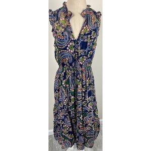 Anthropologie Elmira Floral Ruffled Sleeveless Midi Dress